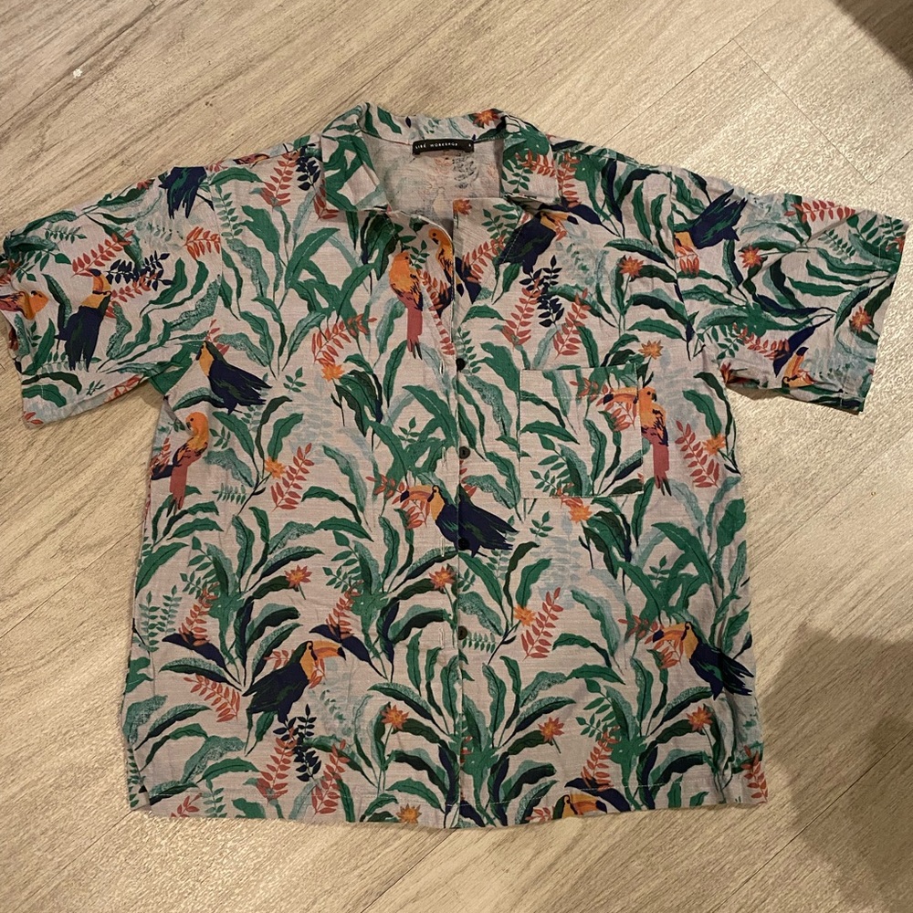 Designed Oversized Tropical Shirt